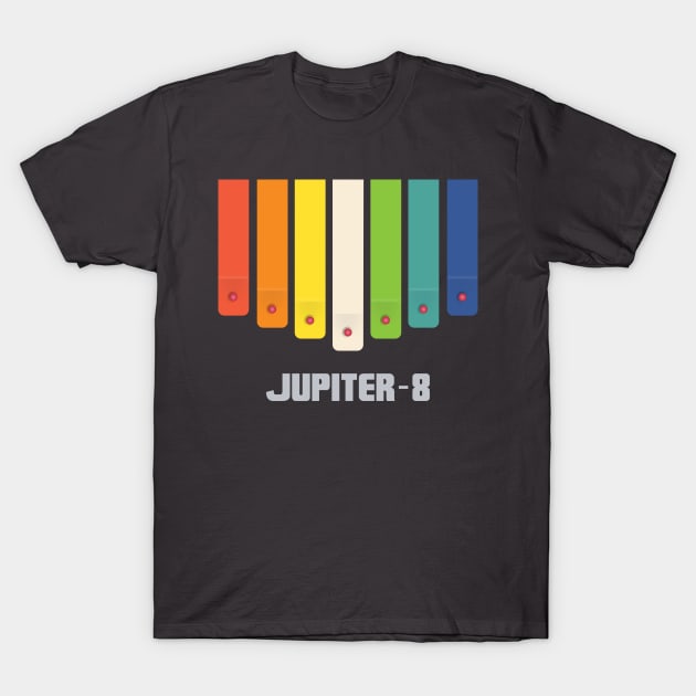 Roland Jupiter 8 Rainbow [Grey] T-Shirt by bobacks